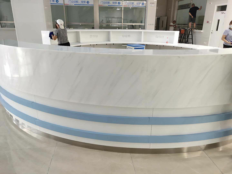 OEM Factory Foshan Luxury Chinese Furniture Marble Quartz Corian Stone Office Hospital Reception Counter Receptionist Nurses Station Nursing Station Front Desk
