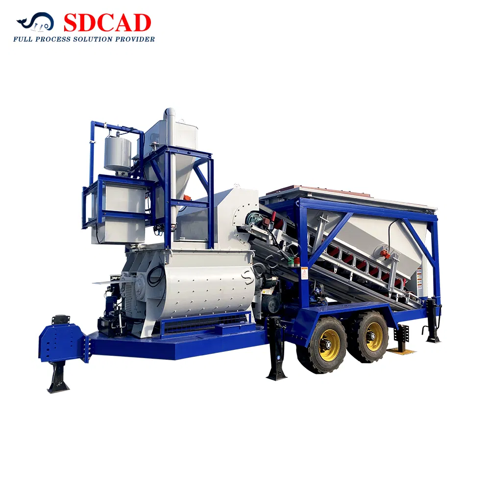25m3 35m3 50m3 75m3 Twin Shaft Mixer Mobile Concrete Batching Plant