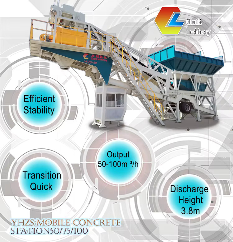 Chenli Mobile Concrete Plant Modular Flexible Concrete Batching Mixing Plant