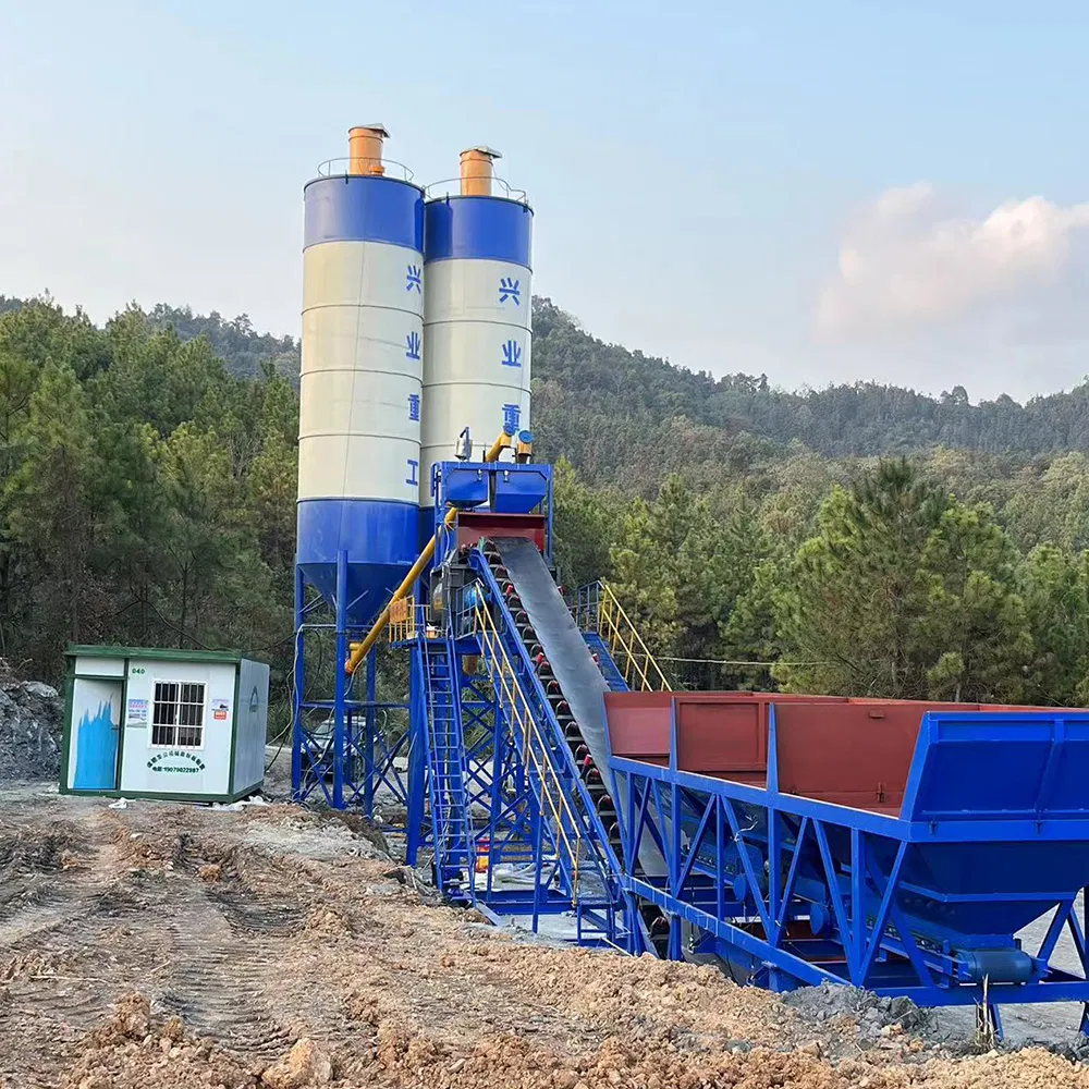 Large Stationary Ready Mix Concrete Plant Hzs50 Dry Concrete Batching Mixing Plant