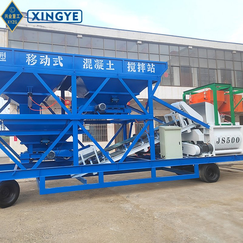 Compact 25m3/H Mobile Concrete Batching Plant on Wheels