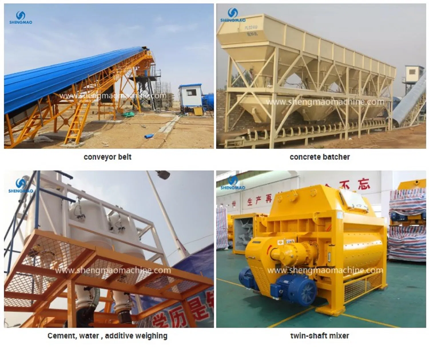 25m3 35m3 50m3 75m3 Concrete Beton Mixing Plant with Twin Shaft Mixer and 100t Vertical Cement Fly Ash Powder Silo