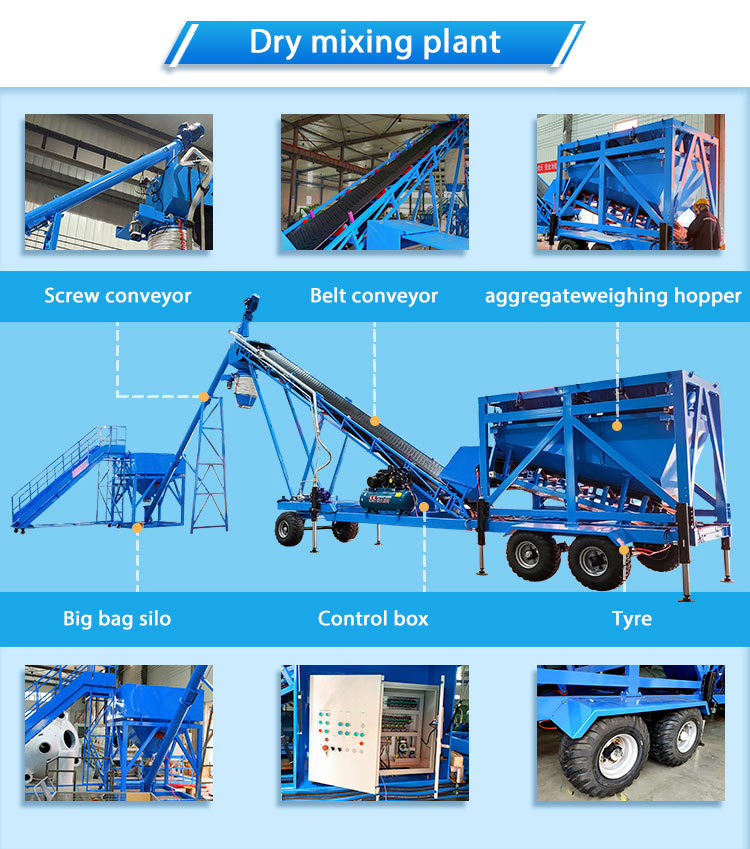 Sddom Mobile Type 50m3/H Dry Mix Concrete Batching Plant for Sale
