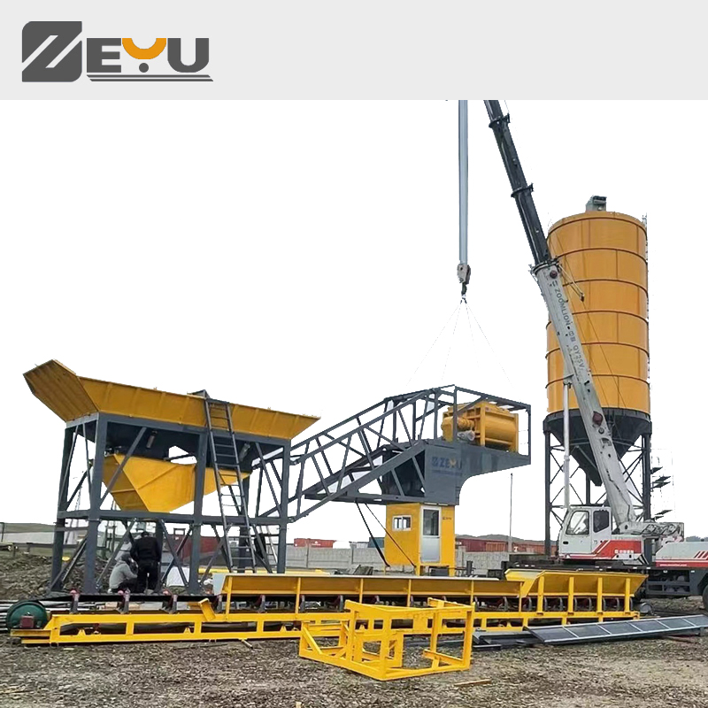 Chinese Manufacturer Yhzs75 Mobile Batching Plant with Concrete Twin Shaft Mixer