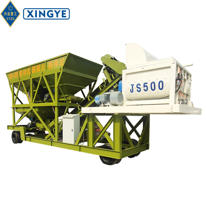 Compact 25m3/H Mobile Concrete Batching Plant on Wheels