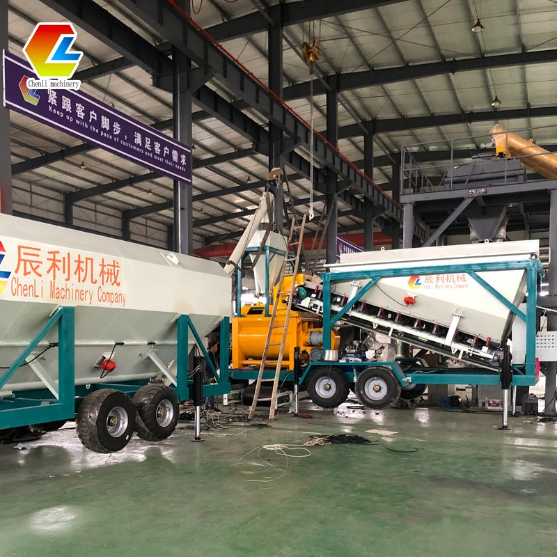 Mini Portable Modular Mobile Trailer-Mounted Concrete Mixing Batching Plant