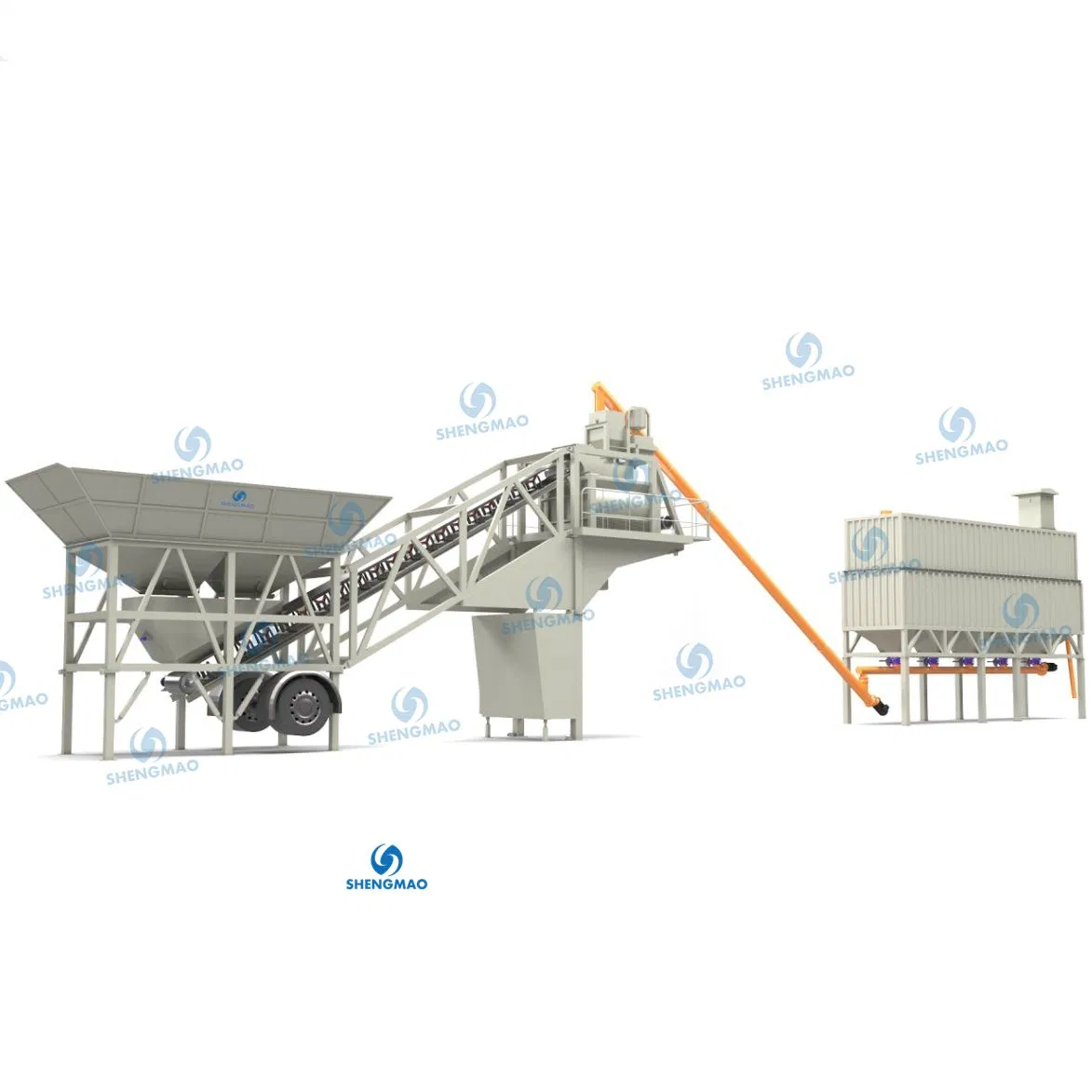 Yhzm30 30m3 Per Hour Mobile Concrete Mixing Plant with Twin Shaft Mixer