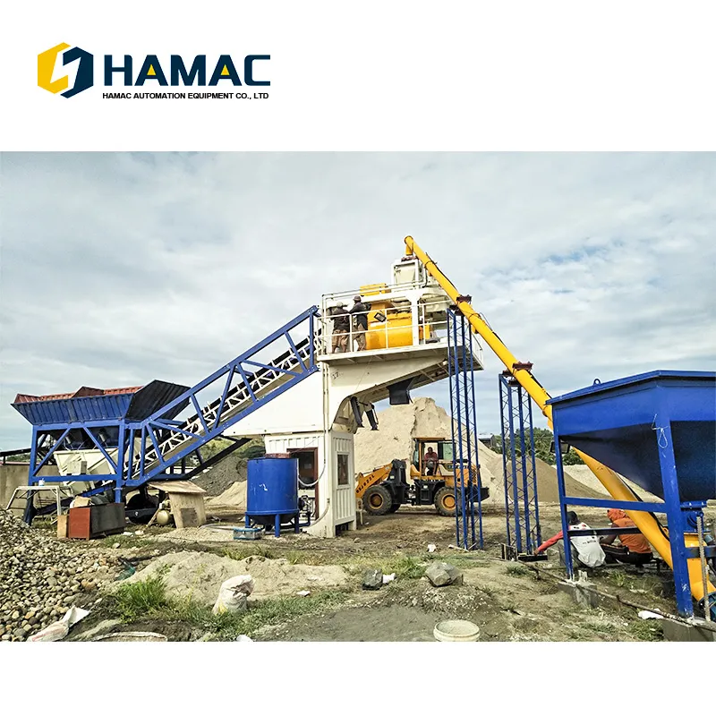 Hamac Mini Mobile Self-Loading Yhzs60 Hydraulic Portable Cement Concrete Mixer Plant