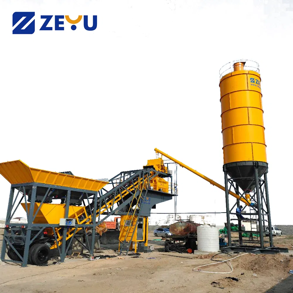 Mobile Concrete Batching Plant Yhzs60 with Control System and Twin Shaft Mixer