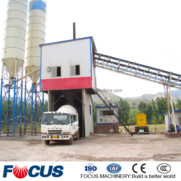 Stationary 25m3 35m3 50m3 60m3 75m3 Cement Concrete Batching Mixing Plant with Twin Shaft and Planetary Mixer for Ready Mix