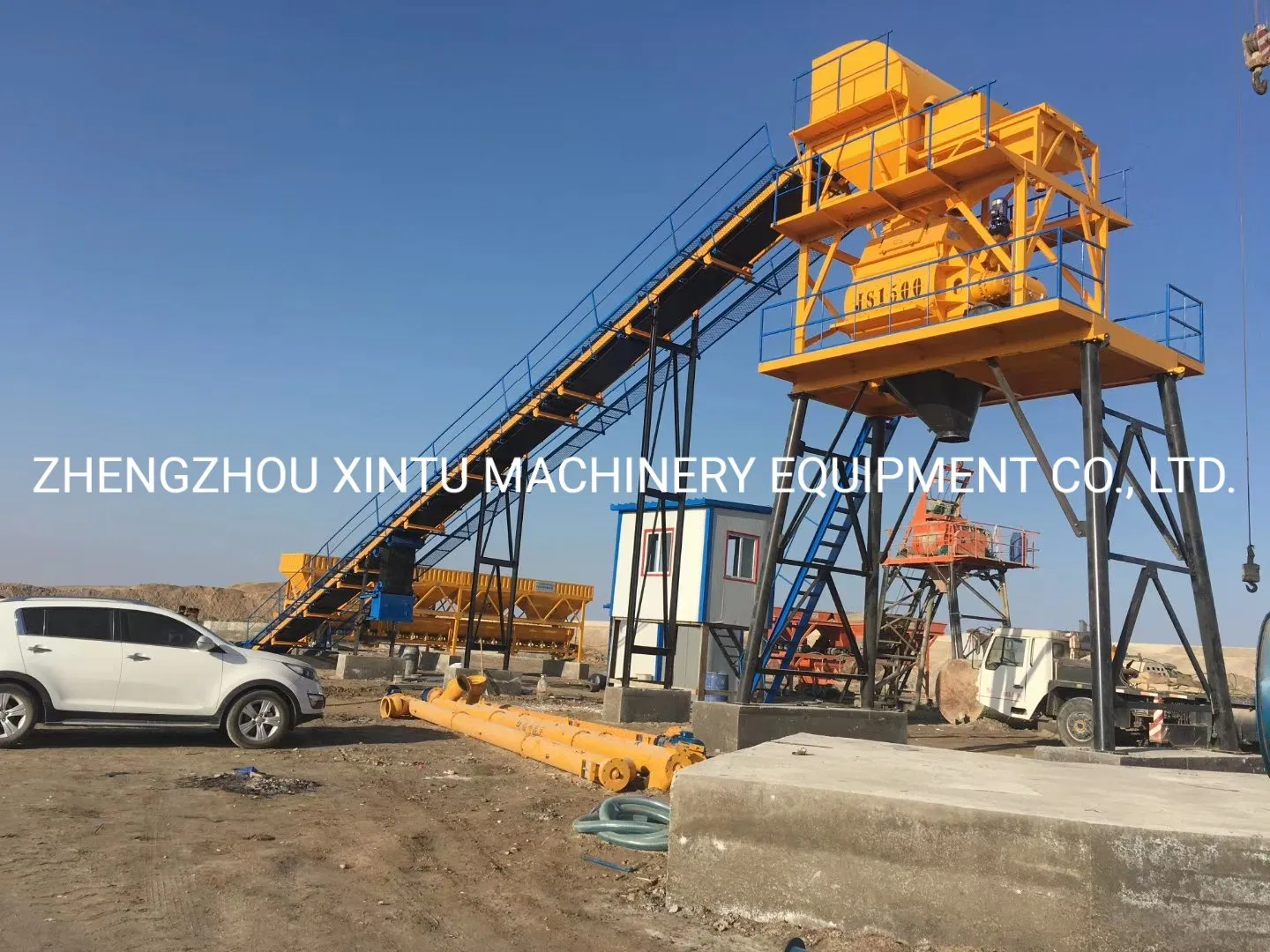 Hzs25/Hzs35/Hzs50 Mini Portable Ready-Mix Concrete Mixing Plant with Twin-Shaft Mixer