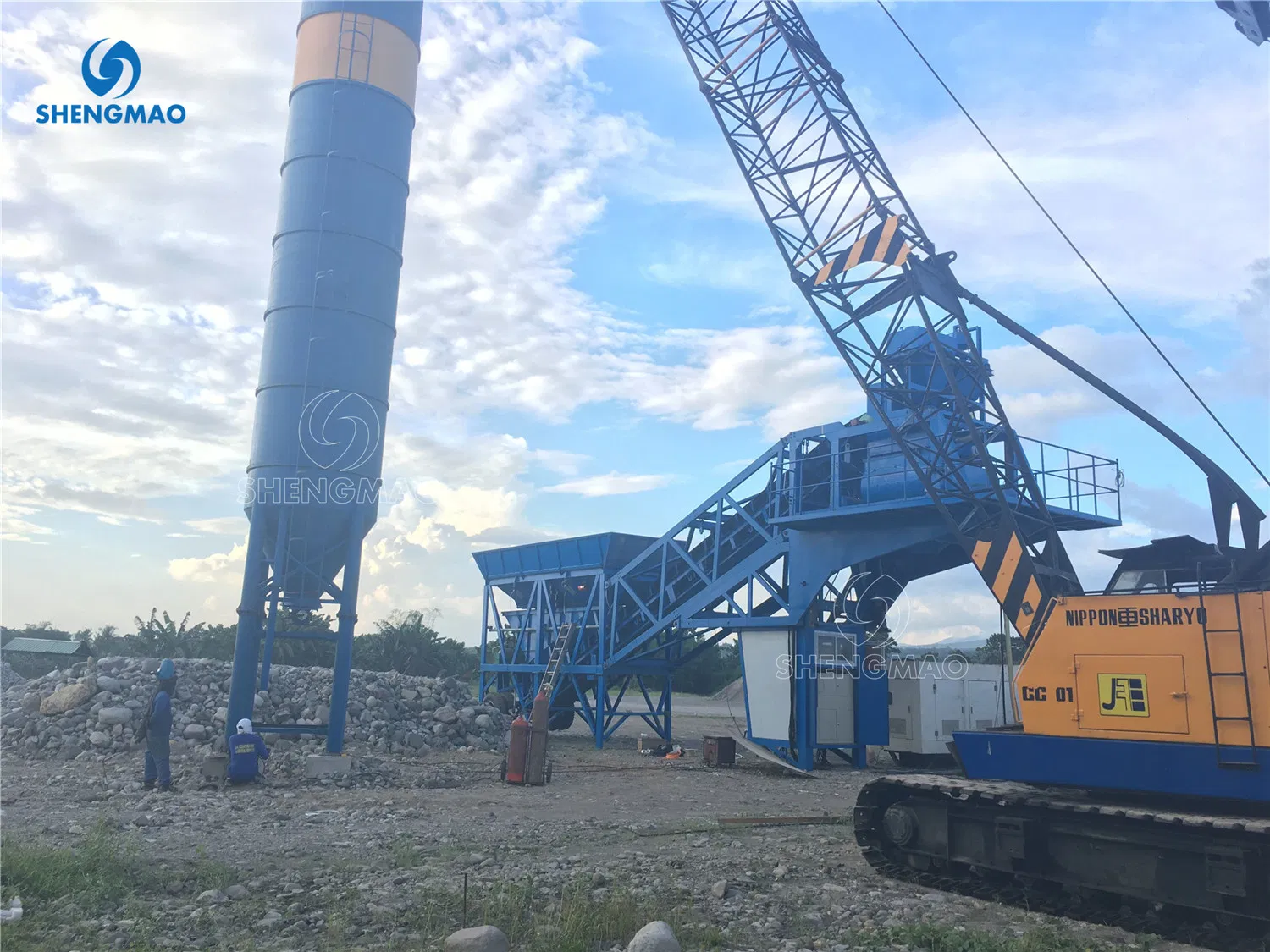Yhzs50 50m3/H Mobile Concrete Batching Plant with Js1000 Twin Shaft Mixer