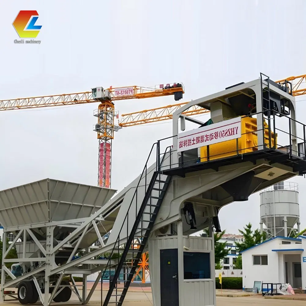 Eco-Friendly Full Closed Structure Yhzs100 Cement Concrete Mixer Batching Plant