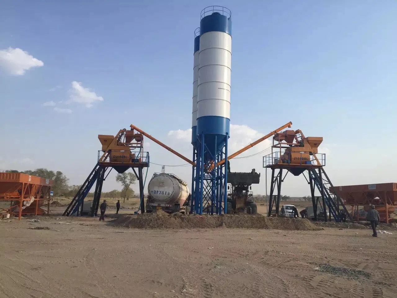 Hzs25/Hzs35/Hzs50 Mini Portable Ready-Mix Concrete Mixing Plant with Twin-Shaft Mixer