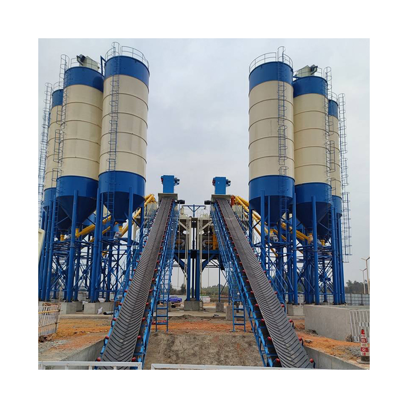 Integrated Hzs60 Mobile Concrete Mixing Plant Including Construction Cement Powder Silo PLC