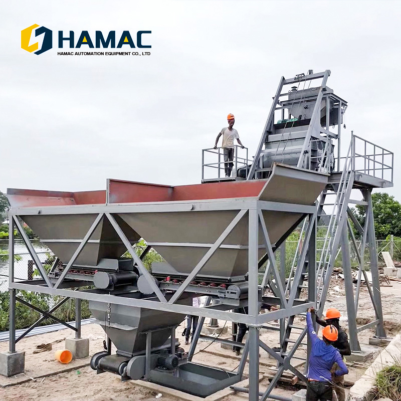 3 Bin Batch Type Concrete Batching Plant Stationary Automated Batching Systems Aggregate Dosing System