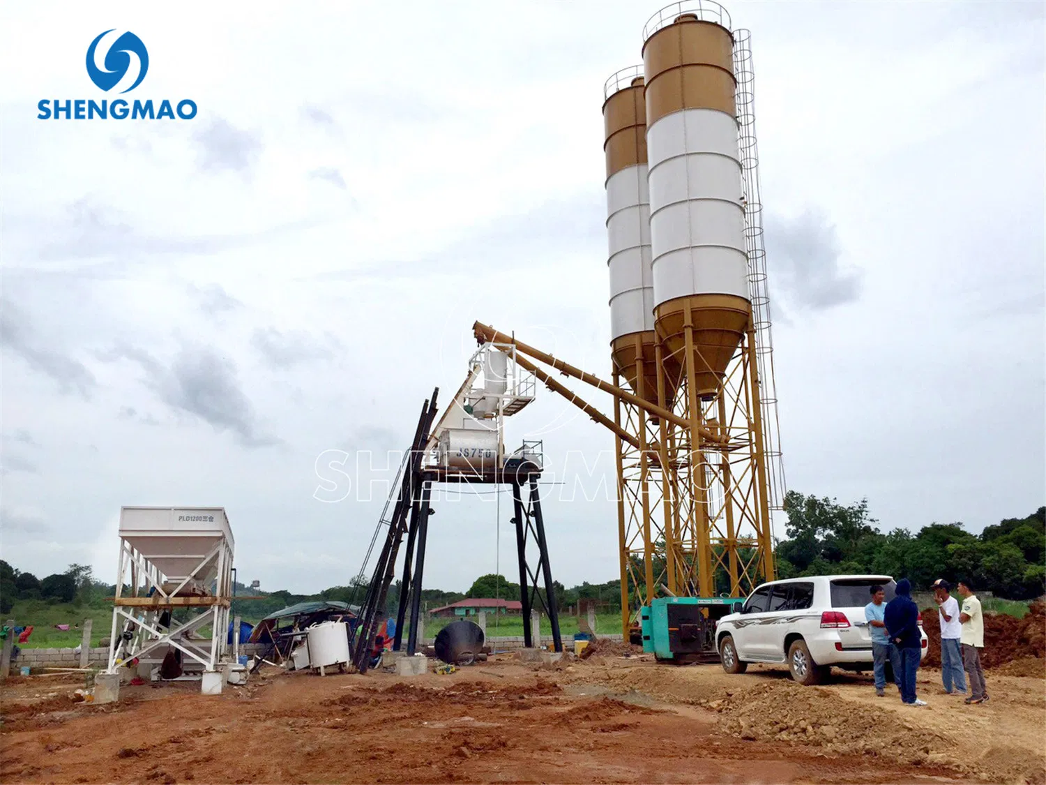 Hzs Stationary Concrete Batching Plant Beton Concrete Cement Fly Ash Mixing Plant