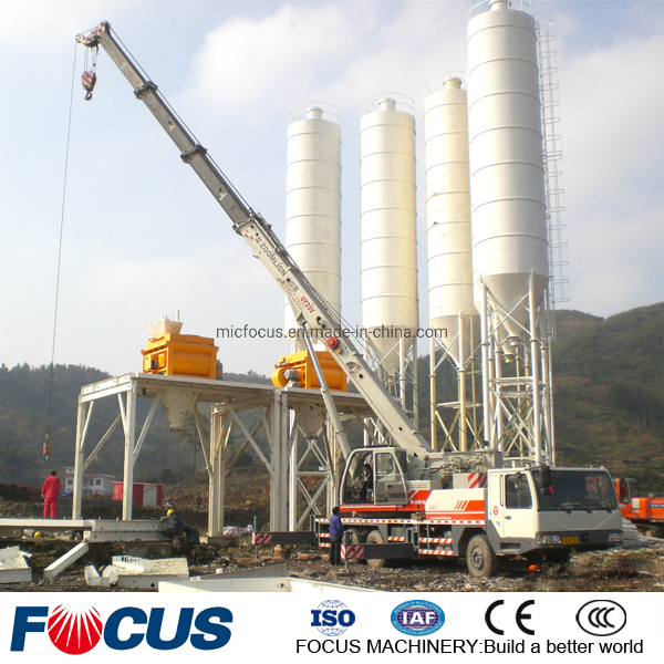 Ready Mixed Hzs120 120m3/H Belt Conveyor Concrete Batching Mixing Plant Container Type with Fully Automatic Computer Control 2000L Twin Shaft Mixer