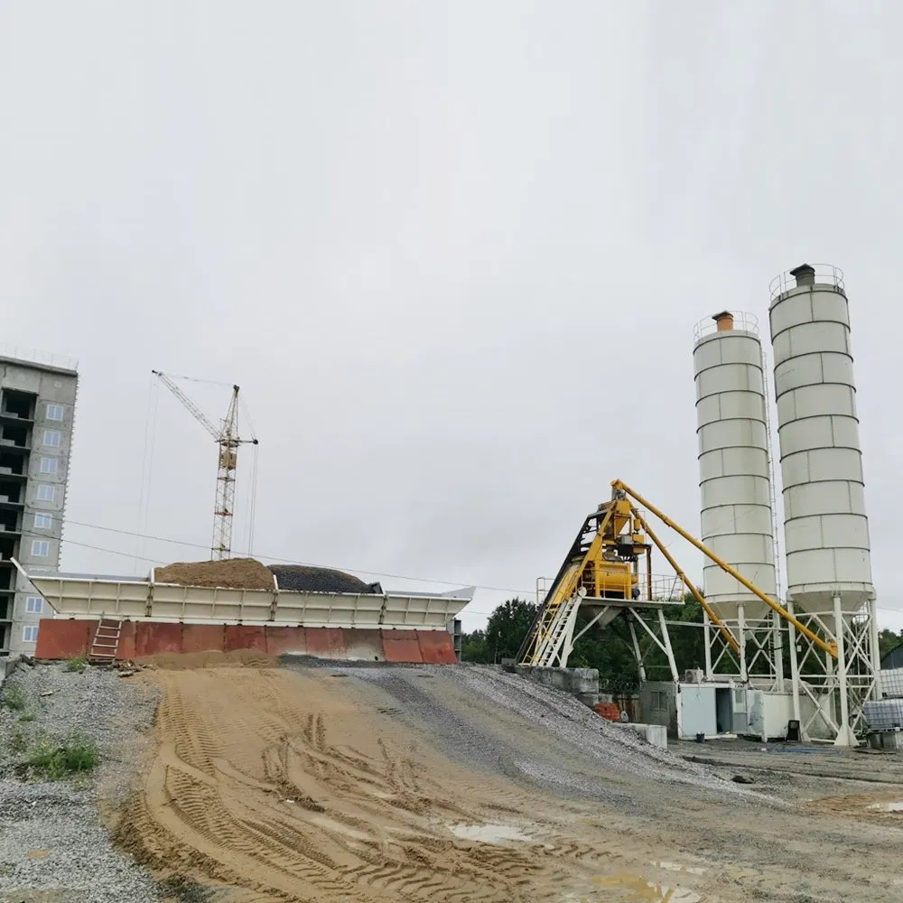 Steel Structure Chassis Customizable Hzsy50 Free Foundation Concrete Batching Plant Mixing