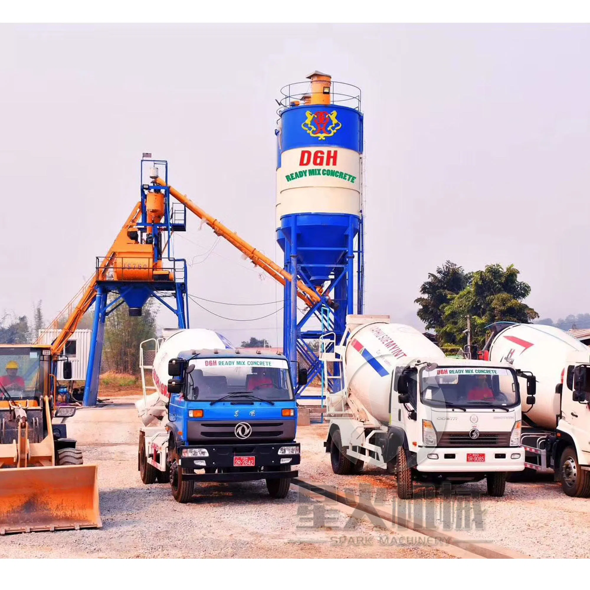 Small Hzs25 High Quality Precast Ready Mixed Concrete Batching Plant
