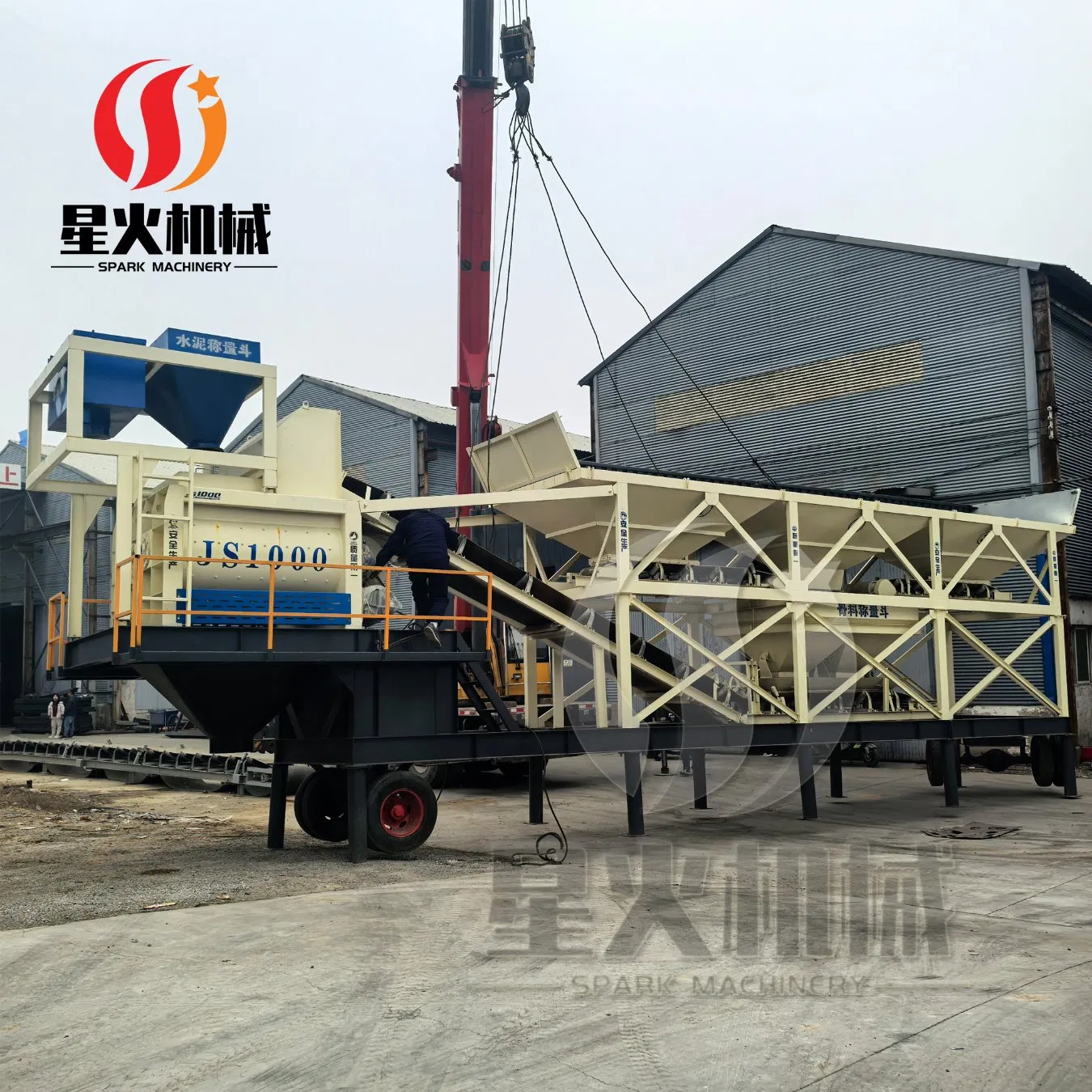 China Mobile Stationary Hzs50 Low Price Dry Mix Wet Mini Cement Concrete Mixing Batching Plant 25/35/50 M3/H with Short Mixing Cycle Times