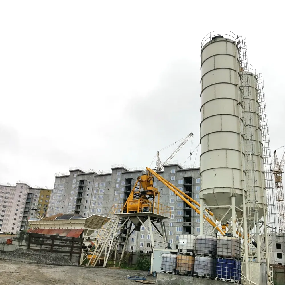 Steel Structure Chassis Customizable Hzsy50 Free Foundation Concrete Batching Plant Mixing