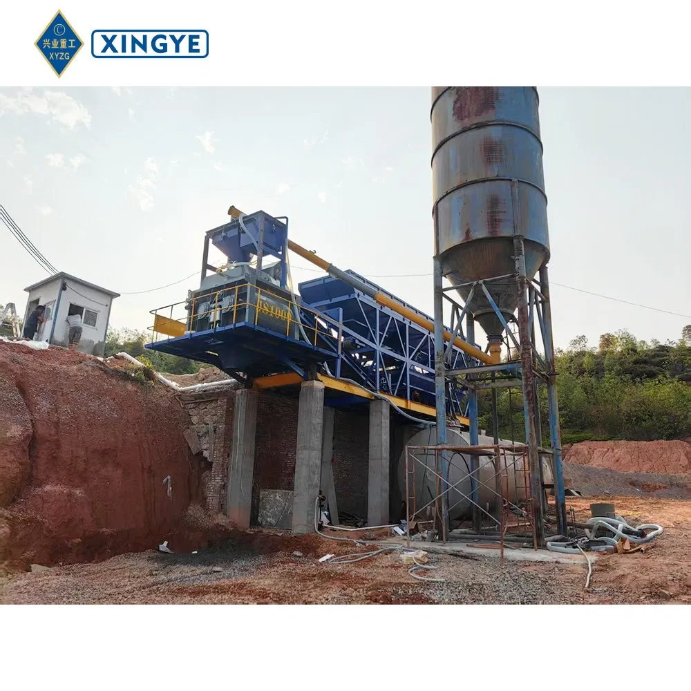 No Foundation Hzs60 Concrete Mixing Plant with Js1000 Twin Shaft Forced Mixer