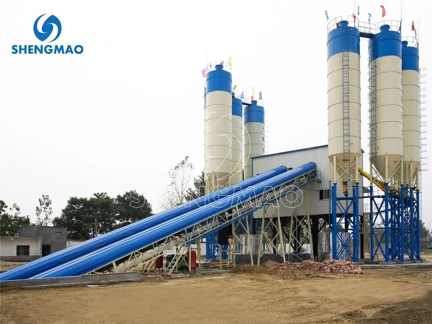25m3 35m3 50m3 60m3 75m3 Cement Concrete Batching Mixing Plant with Twin Shaft and Planetary Mixer for Ready Mix and Precast