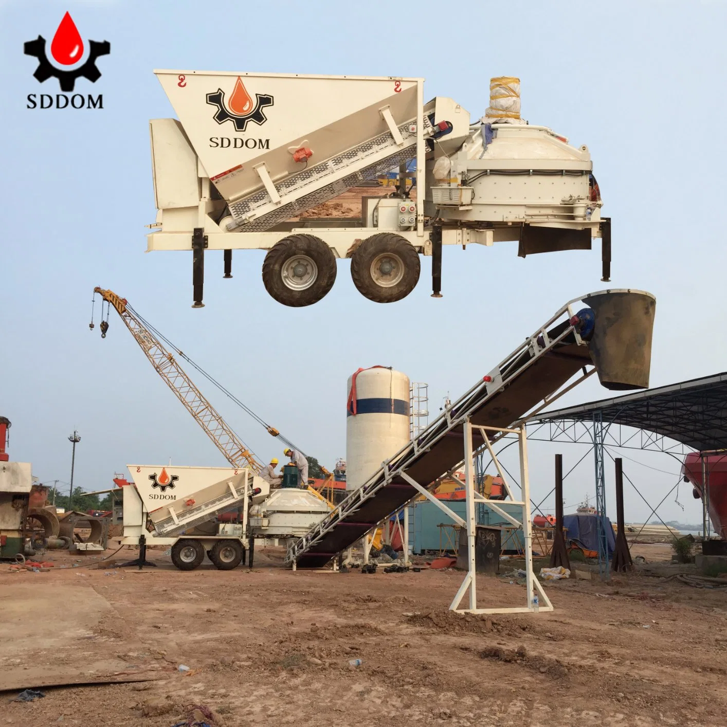 10 20 30 M3/H Concrete Construction Equipment Mobile Concrete Mixing Plant with Planetary Concrete Mixer Machine