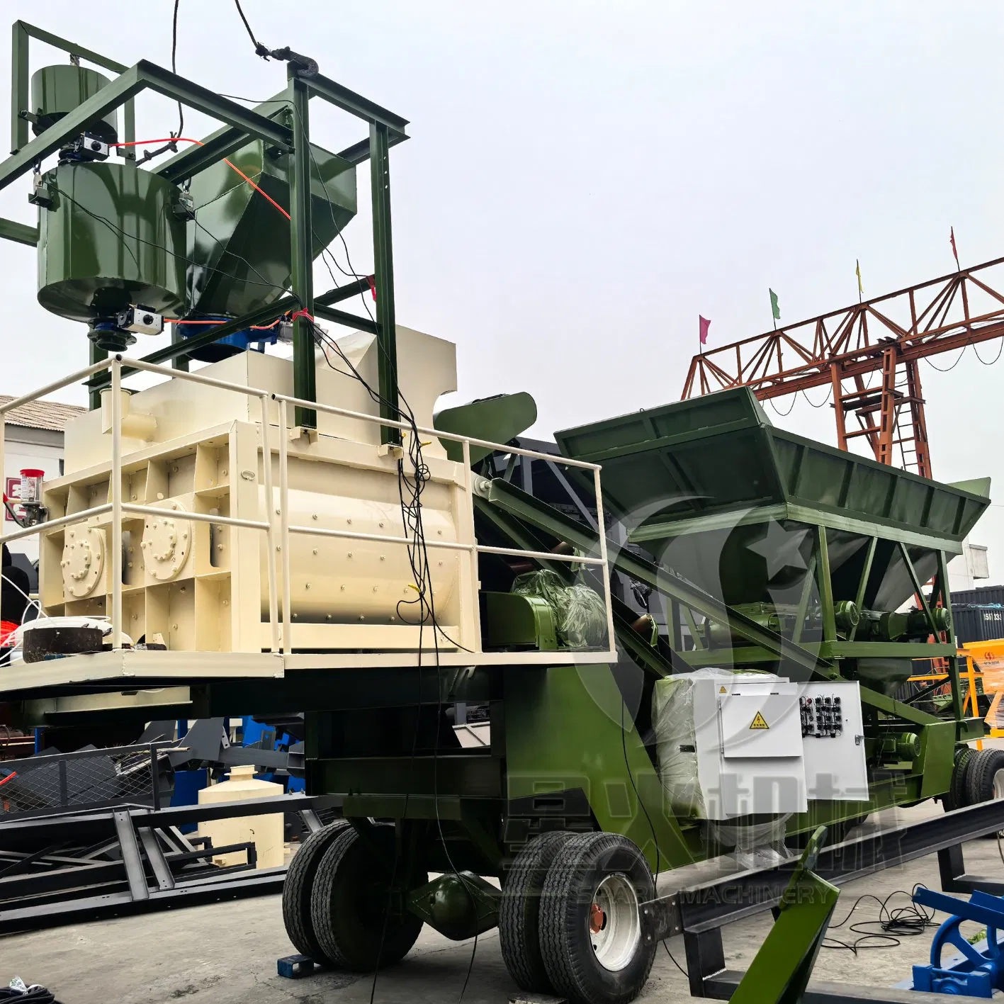 Mobile Ready Mix Mini Asphalt Concrete Mixing Mixer Batching Plant Yhzs25/35/50 M3/H for Rural Road Construction Tasks