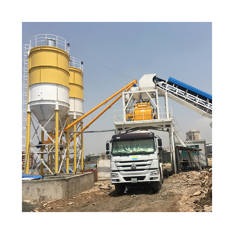 Integrated Hzs60 Mobile Concrete Mixing Plant Including Construction Cement Powder Silo PLC
