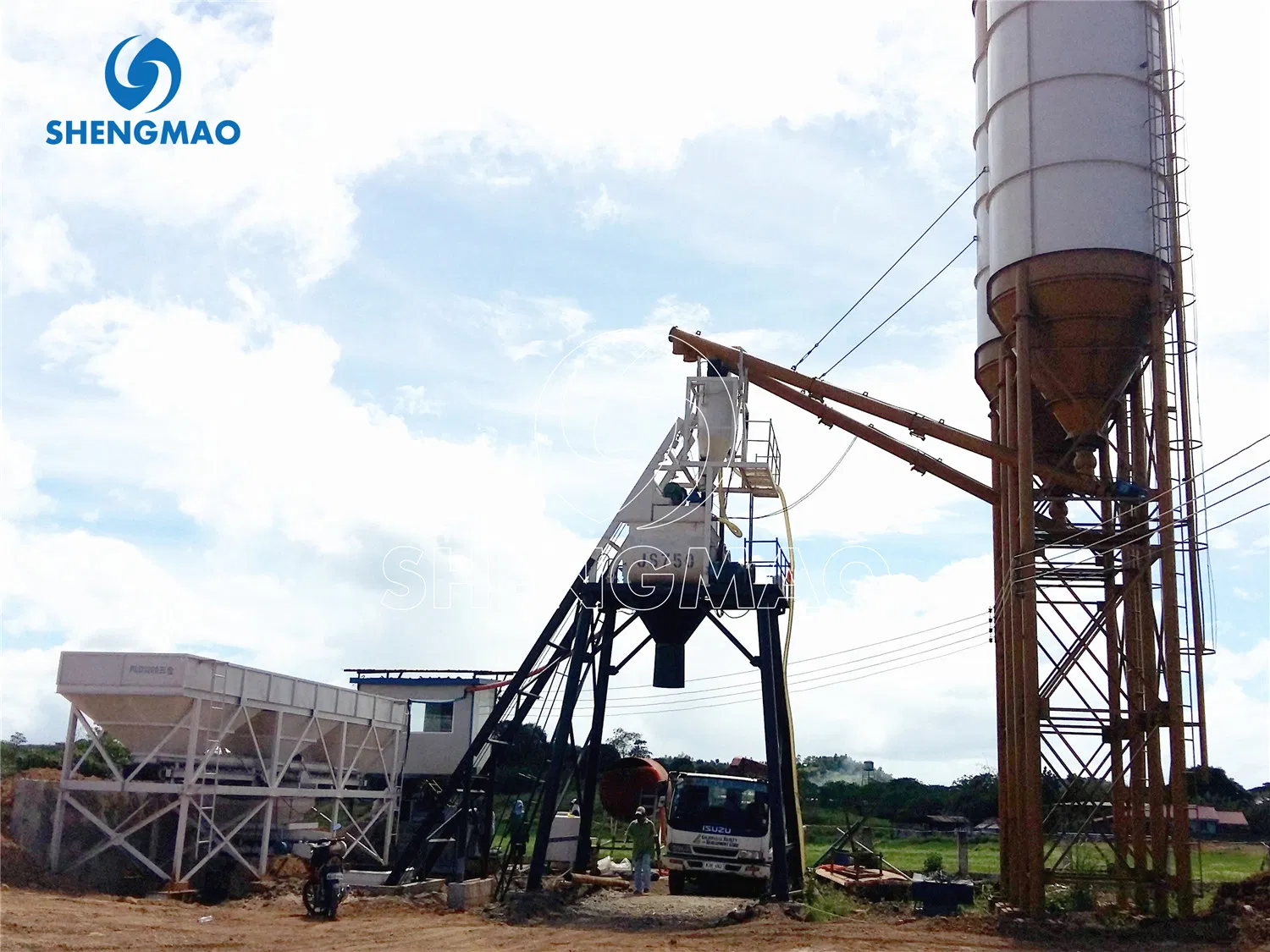 Hzs Stationary Concrete Batching Plant Beton Concrete Cement Fly Ash Mixing Plant for Construction Use