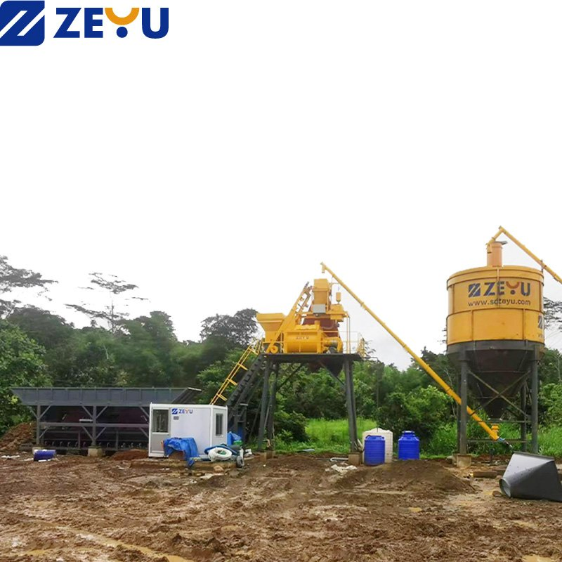 Hzs60 Concrete Mixing Plant, Eco-Friendly Dust Removal &amp; High Precision Batching