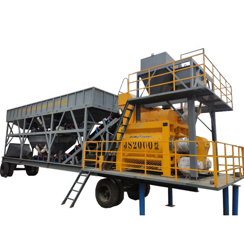 Custom Yhzs25-120 Portable Concrete Mixing Plant with Twin-Shaft Concrete Mixer Concrete Plant