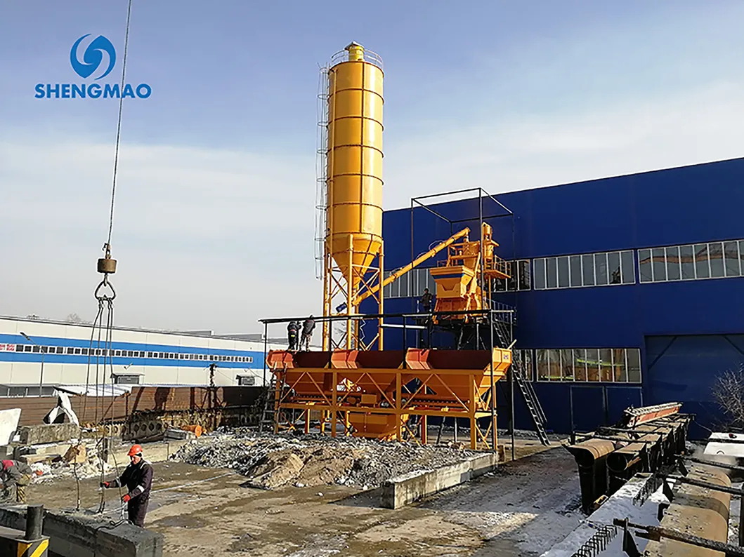 Skip hoist type concrete batching plant