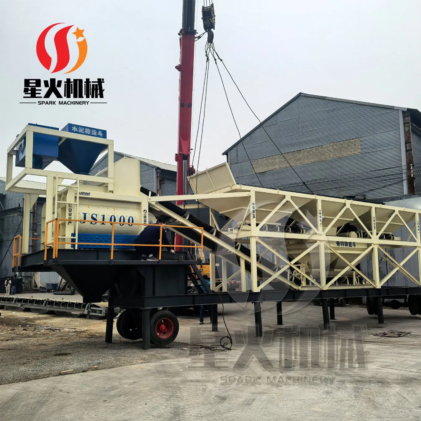 China Mobile Stationary Hzs50 Low Price Dry Mix Wet Mini Cement Concrete Mixing Batching Plant 25/35/50 M3/H with Short Mixing Cycle Times
