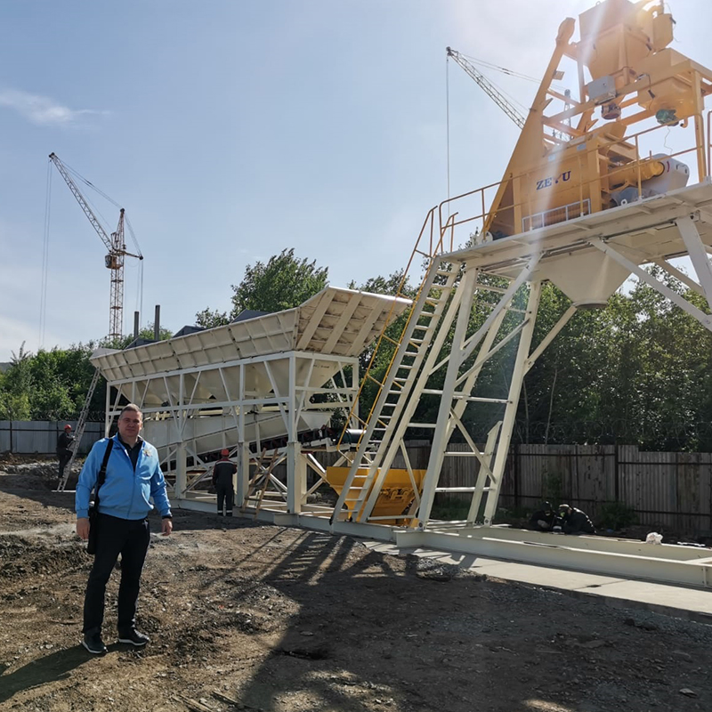 Steel Structure Chassis Customizable Hzsy50 Free Foundation Concrete Batching Plant Mixing