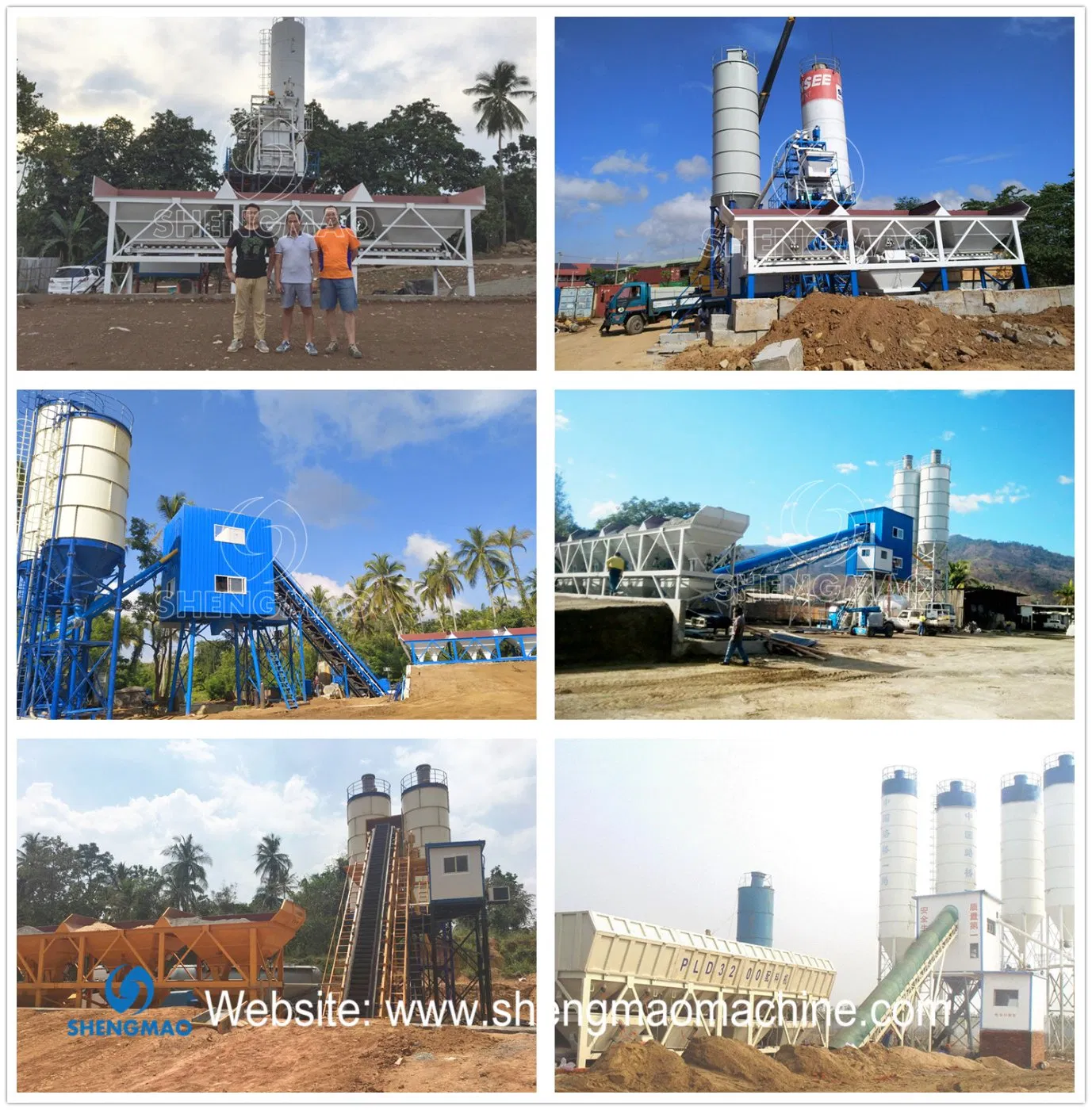 25m3 35m3 50m3 75m3 Concrete Beton Mixing Plant with Twin Shaft Mixer and 100t Vertical Cement Fly Ash Powder Silo