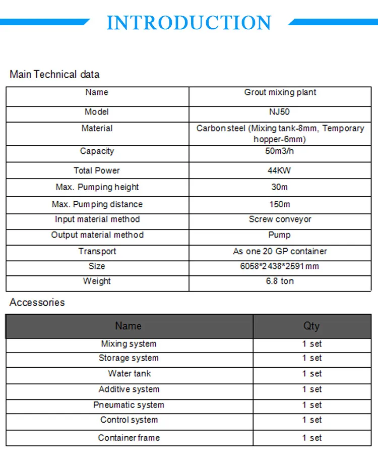 Grout Mixing Plant Detail