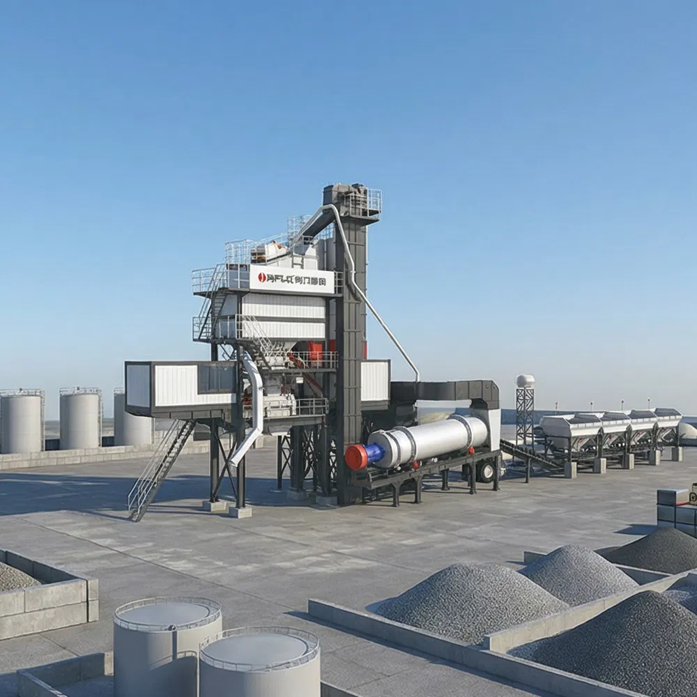 Mobile Continuous Asphalt Mixing Plant Dual Motor Drive Concrete Batch Mixer 160t/H Bitumen Asphalt Batching Plant