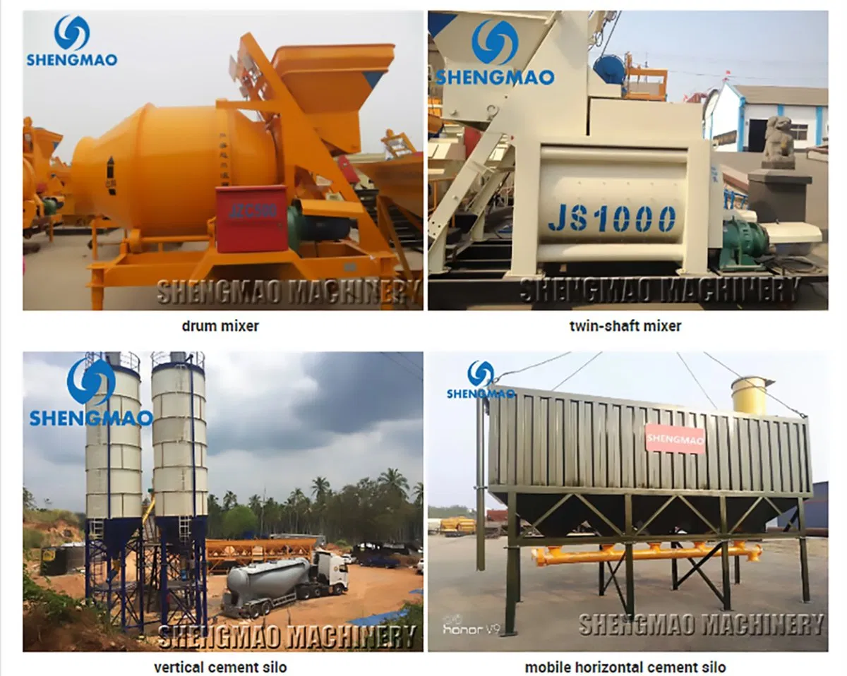 Yhzs50 50m3/H Mobile Concrete Batching Plant with Js1000 Twin Shaft Mixer