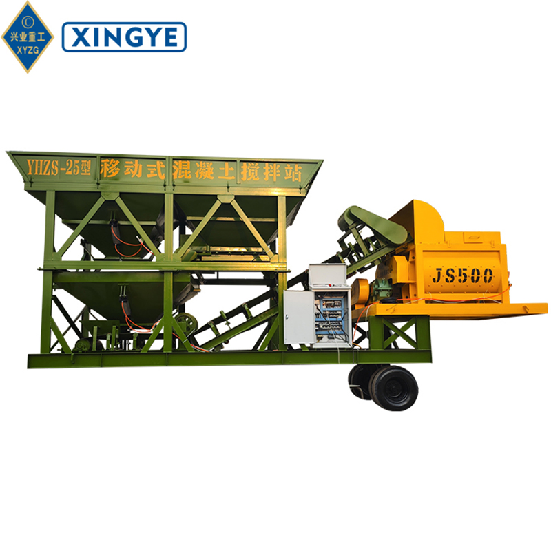 Compact 25m3/H Mobile Concrete Batching Plant on Wheels