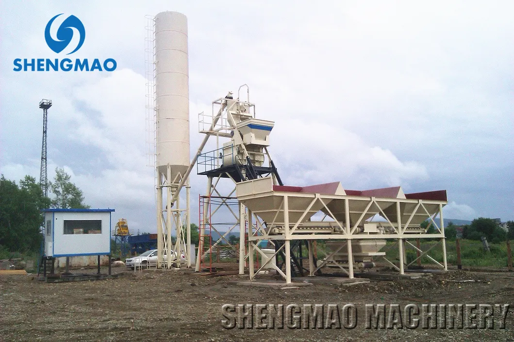 Skip hoist type concrete batching plant