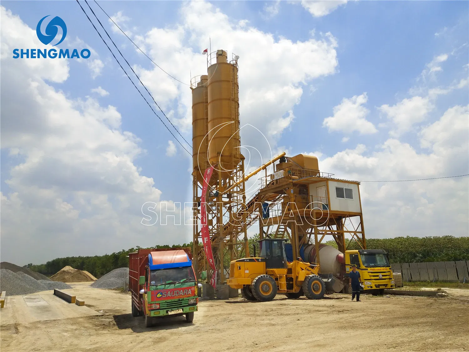 Hzs Stationary Concrete Batching Plant Beton Concrete Cement Fly Ash Mixing Plant