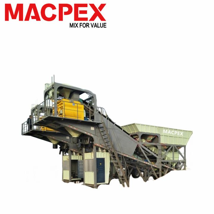 Red Concrete Batching Plant with Twin Shaft Mixer