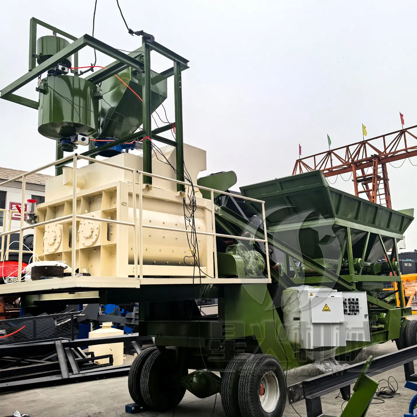 Mobile Ready Mix Mini Asphalt Concrete Mixing Mixer Batching Plant Yhzs25/35/50 M3/H for Rural Road Construction Tasks