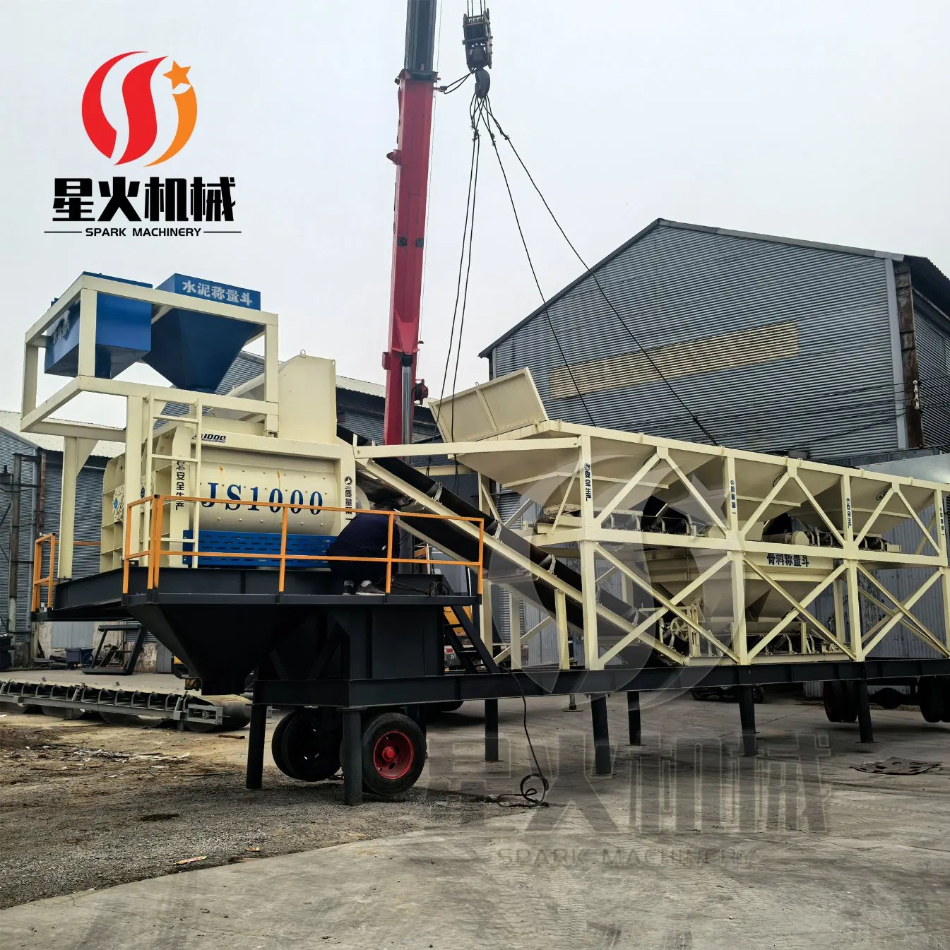 China Mobile Stationary Hzs50 Low Price Dry Mix Wet Mini Cement Concrete Mixing Batching Plant 25/35/50 M3/H with Short Mixing Cycle Times