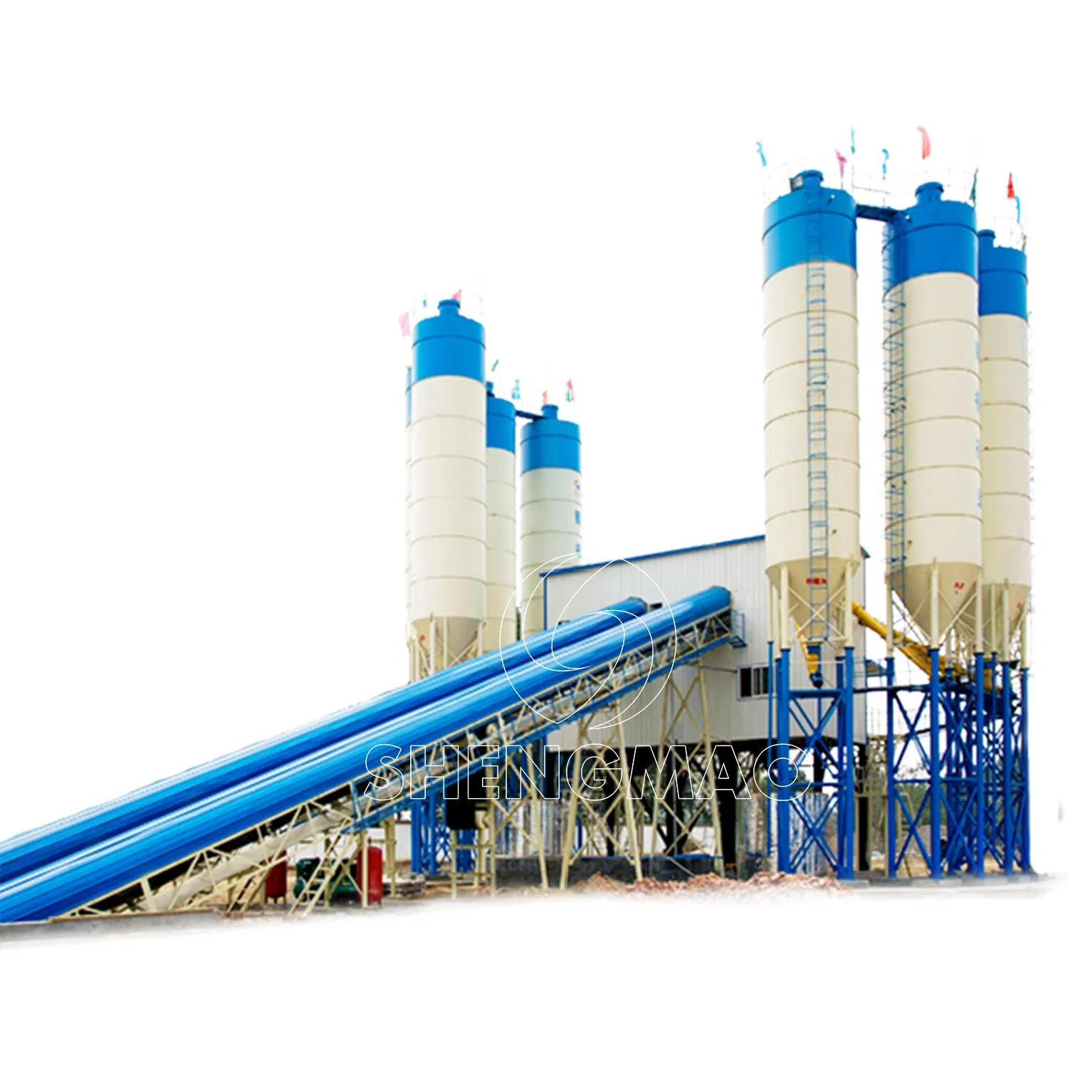 25m3 35m3 50m3 60m3 75m3 Cement Concrete Batching Mixing Plant with Twin Shaft and Planetary Mixer for Ready Mix and Precast