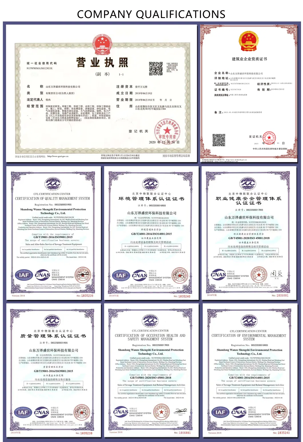 Certifications
