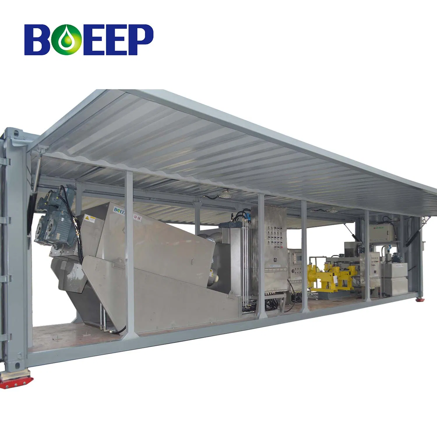 ISO/SGS/Ce Sewage Treatment Chemical Sludge Dewatering Mobile Integrated Screw Filter Press System
